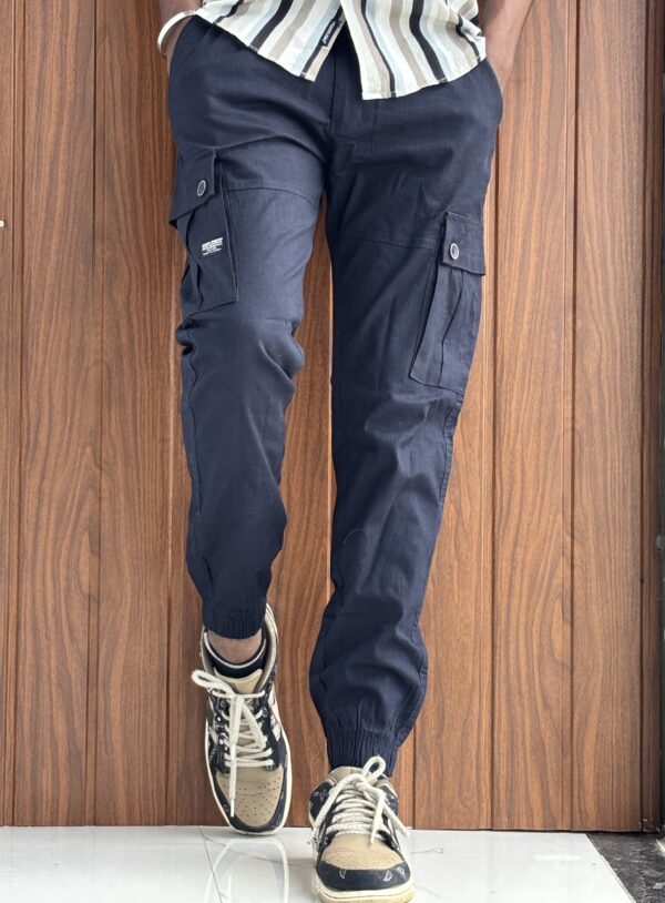 LINEN CARGO(NAVY BLUE)