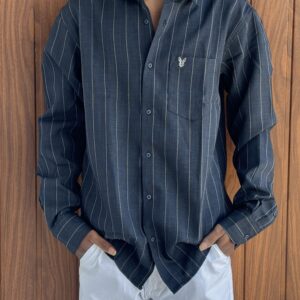STRIPED SHIRT(NAVY BLUE)