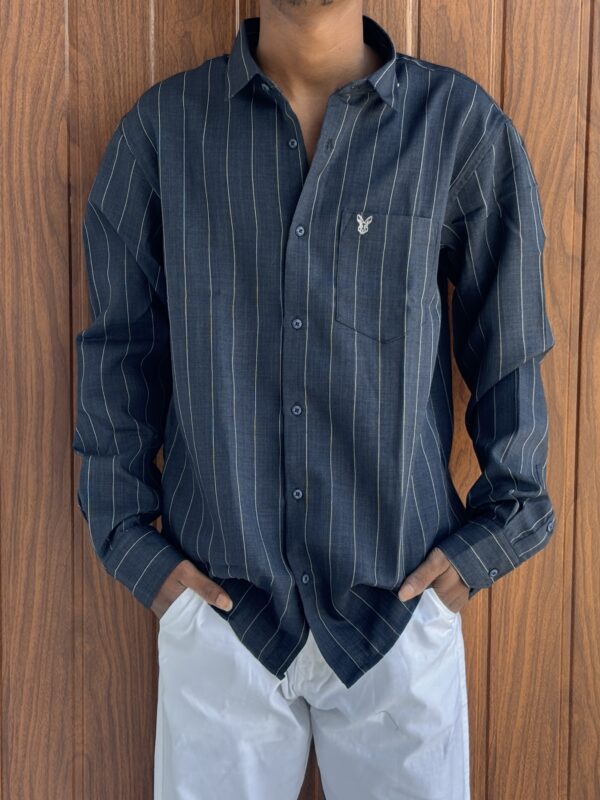 STRIPED SHIRT(NAVY BLUE)