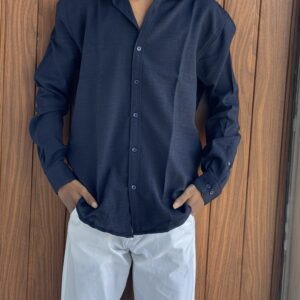 LINEN SHIRT(NAVY BLUE)