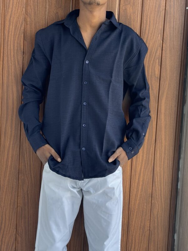 LINEN SHIRT(NAVY BLUE)