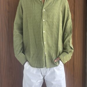 MANDARIN COLLOR SHIRT(DARK GREEN)