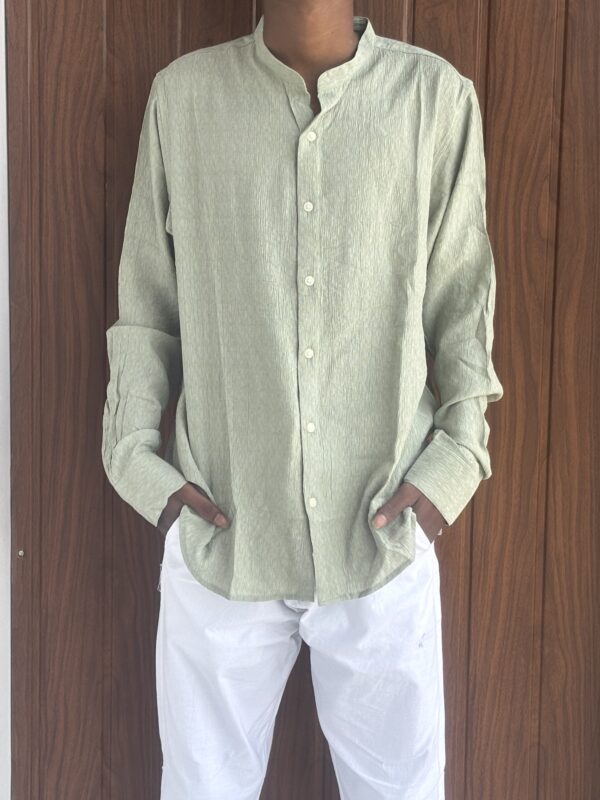 MANDARIN COLLOR SHIRT(PISTA GREEN)