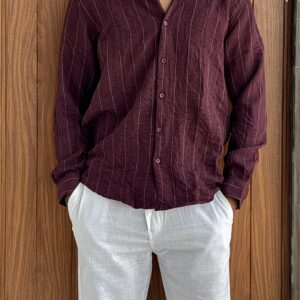 LINEN STRIPES (MAROON)
