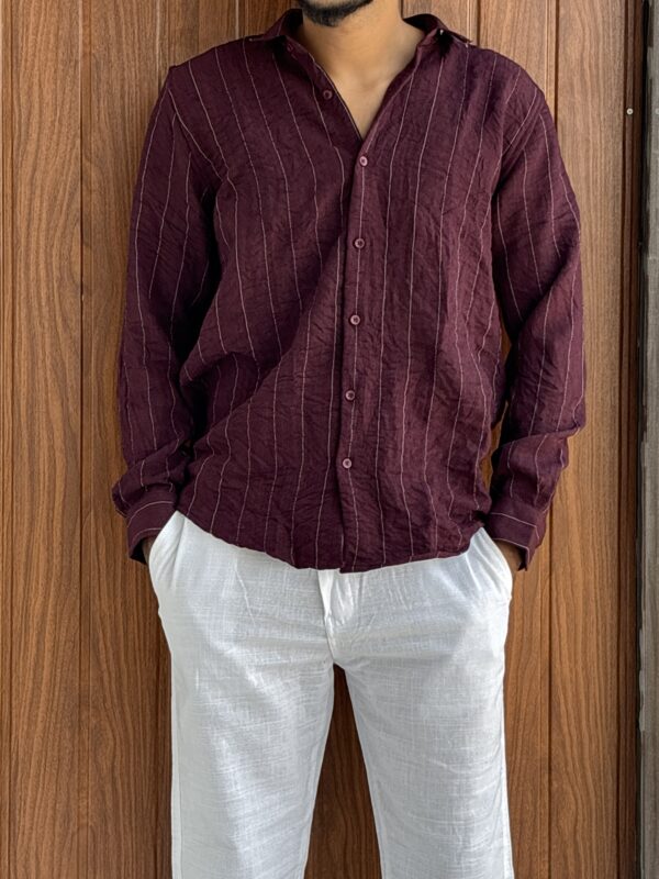 LINEN STRIPES (MAROON)