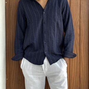 LINEN STRIPES (NAVY BLUE)