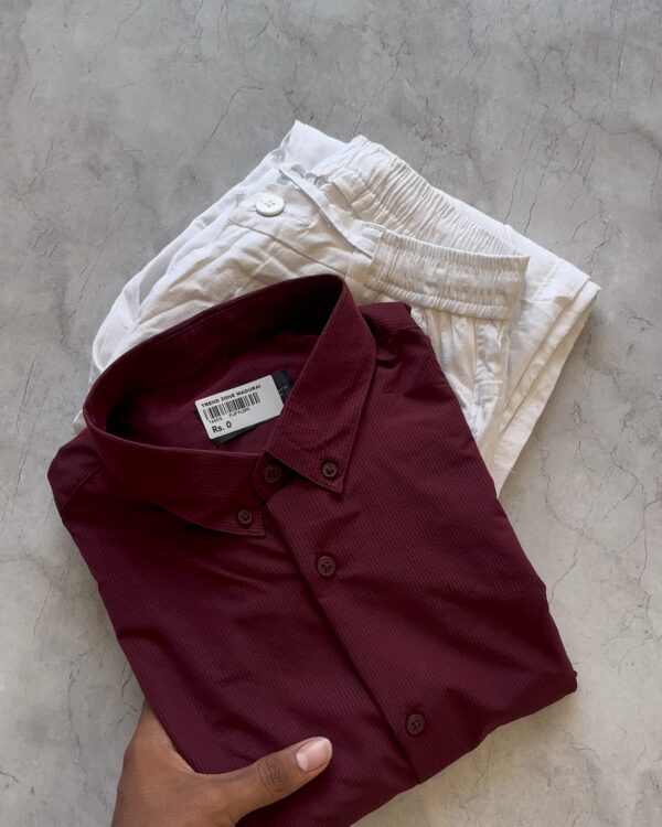 MINI STRIPE SHIRTS(MAROON)