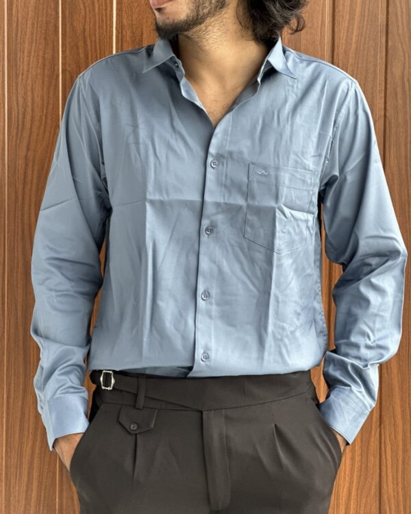 SATIN SHIRTS(STEEL BLUE)