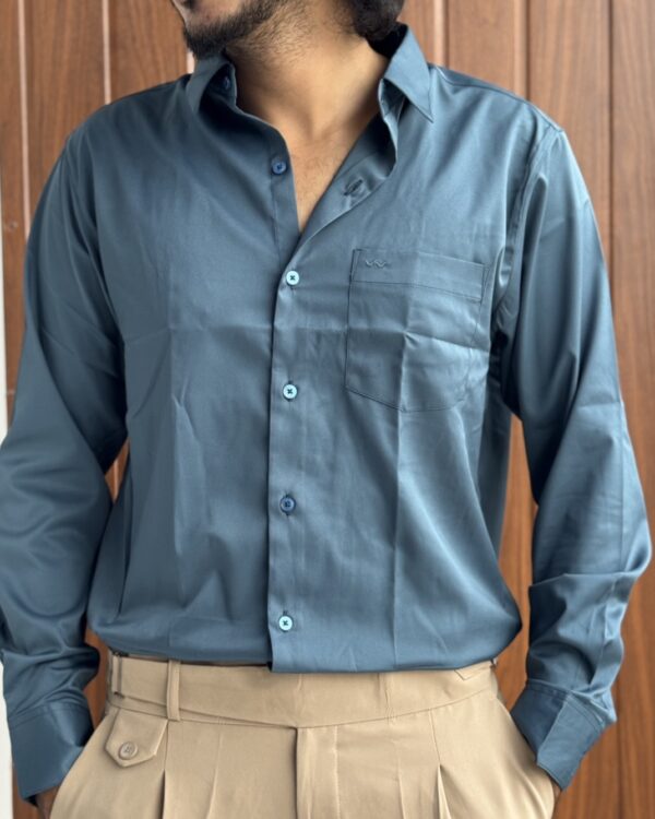SATIN SHIRT(TEAL)