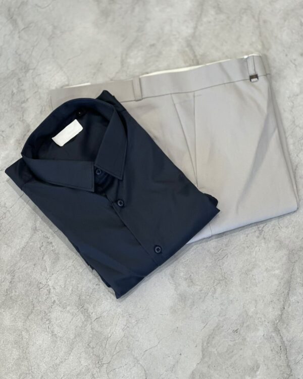 SATIN SHIRTS(NAVY BLUE)