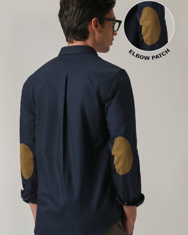 ELBOW PATCH SHIRTS(NAVY BLUE)