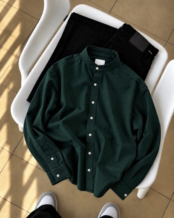 MANDARIN COLLAR SHIRTS(TEAL)
