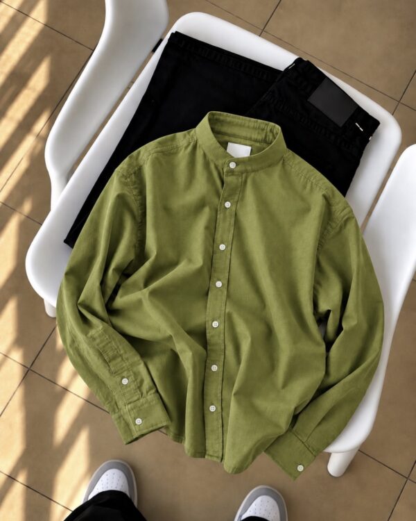 MANDARIN COLLAR SHIRTS(GREEN)