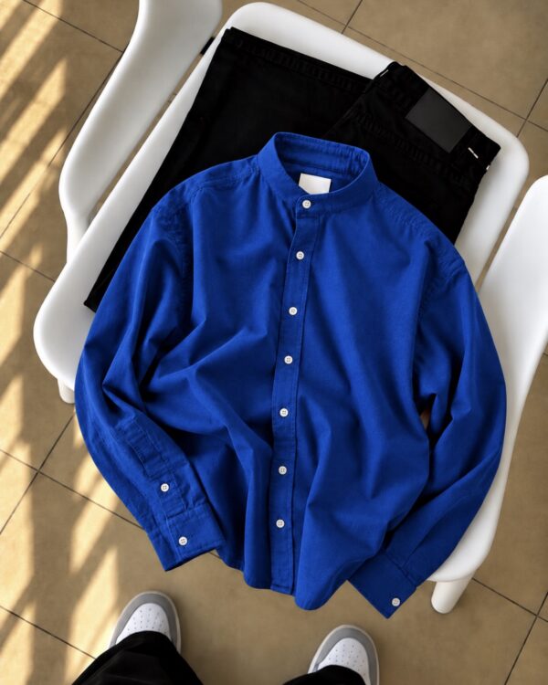 MANDARIN COLLAR SHIRTS(BLUE)
