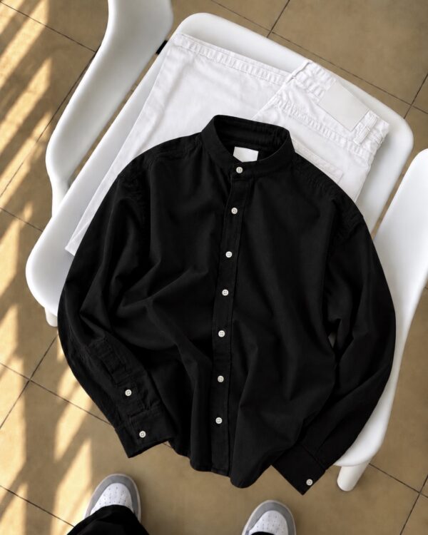 MANDARIN COLLAR SHIRTS(BLACK)