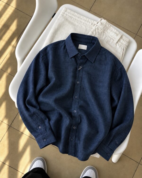 LINEN SHIRTS(NAVY BLUE)