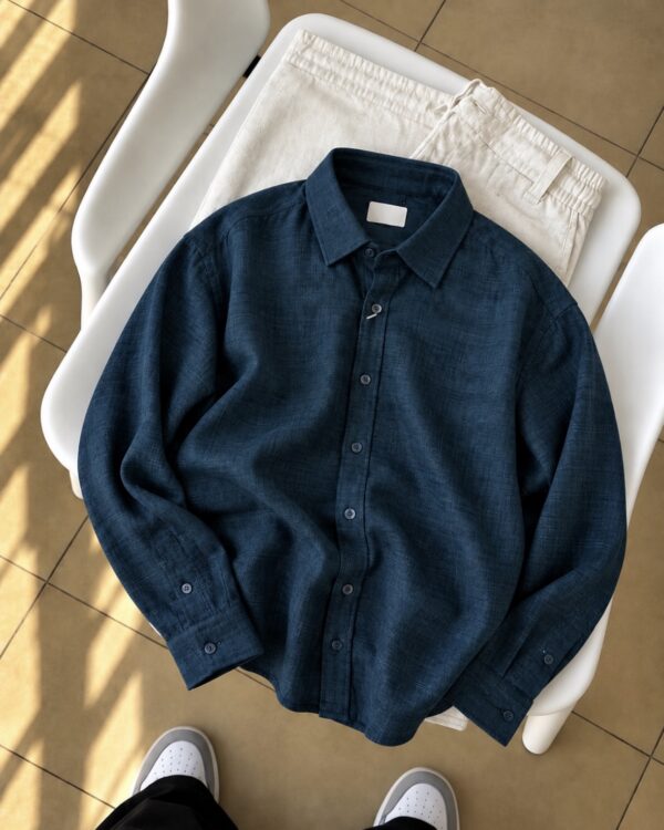 LINEN SHIRTS(TEAL BLUE)