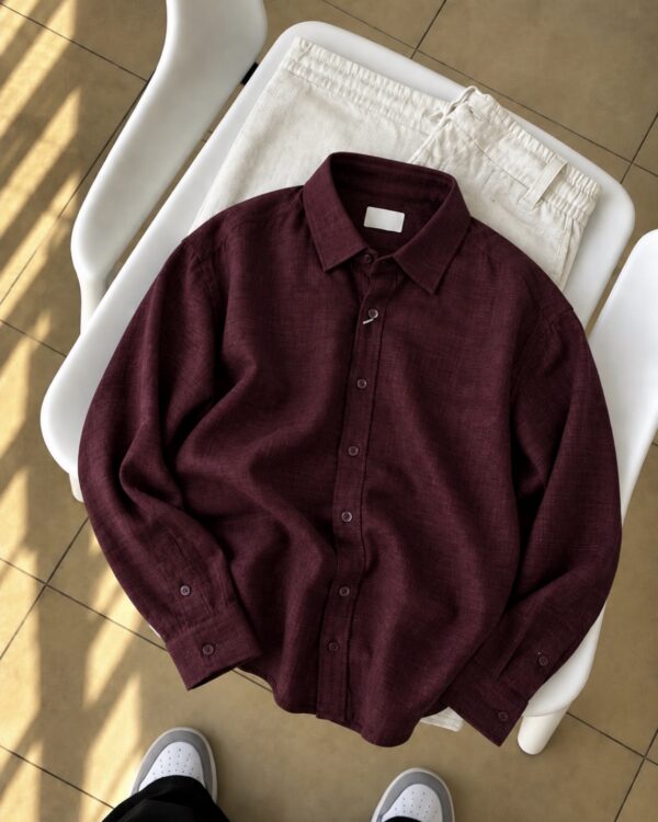LINEN SHIRTS(WINE RED)